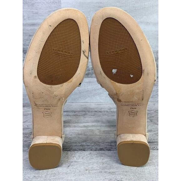 Leon Max Womens Scalloped Ankle Strap Suede Block Heel Flats Size 7.5 Beige - Picture 8 of 8